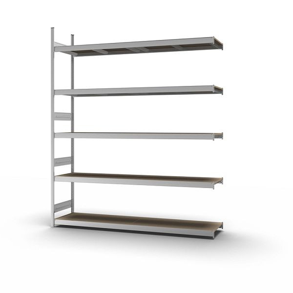 hofe Großfach-Anbauregal, 3000x500x2500 mm, 5 Fachebenen, Spanplatte verzinkt, 350 kg Fachlast, 2000 kg Feldlast, zweiseitige Bedienung, GZA30525S