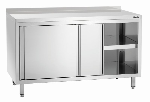 Bartscher Arbeitsschrank, B1400, Aufkantung, Schiebetüren, Zwischenboden, 338147