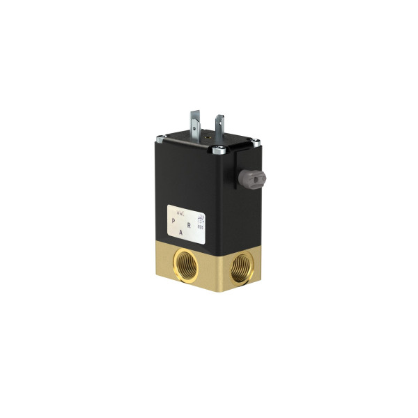 Riegler 3/2-Wege-Magnetventil, WB, Messing, G 1/4, DN 2, PN 0-12, FPM, direktgesteuert 110V AC, 125813