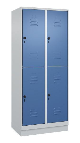 C+P Doppelstöckiger Spind Classic PLUS, Sockel, 2 Abteile, 1950x800x500mm, 7035/5023, 080320-22 S10005