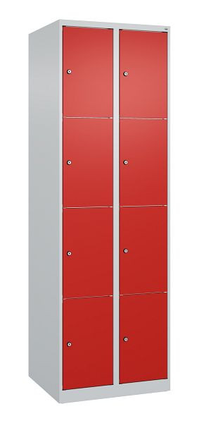 C+P Schließfachschrank Classic PLUS, 2 Abteile mit je 4 Fächern, 1850x600x500mm, 7035/3020, 080000-204 S10002