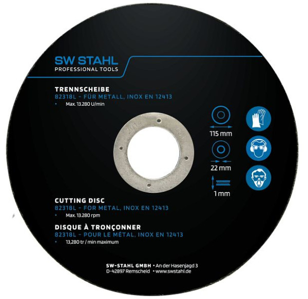 SW-Stahl Trennscheibe für Metall, 115 x 1,0 x 22 mm, VE: 10 Stück, 82318L