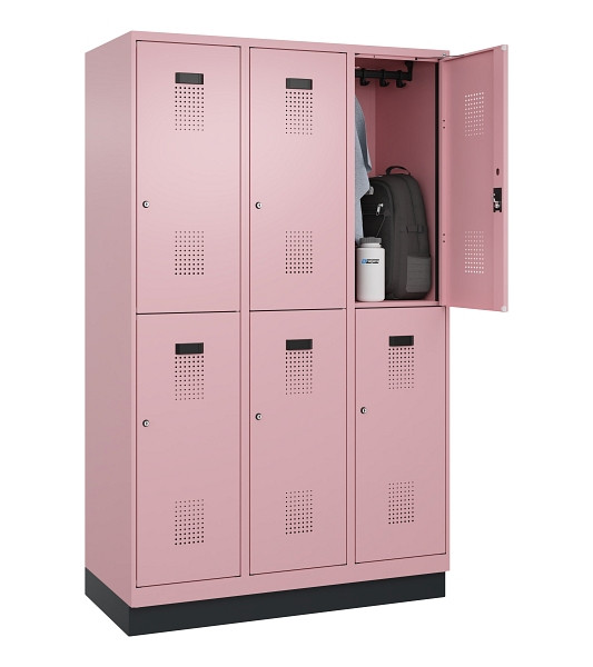 C+P Doppelstöckiger Spind Evolo PLUS, mit Sockel, 6 Fächer, 1950x1200x500mm, 301, Zylinderschloss, 049320-32 S10051