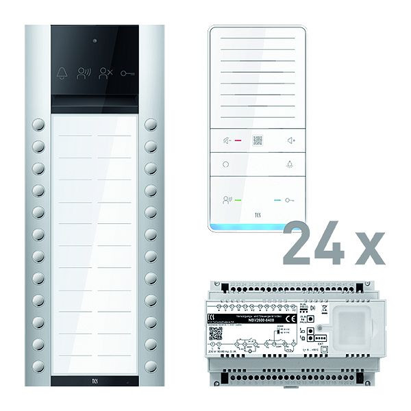 TCS Türkontrollsystem audio: pack PRO 24WE Außenstation ASA 24T AP 24x Freisprecher ISW6031 Steuergerät, PAAF242/008