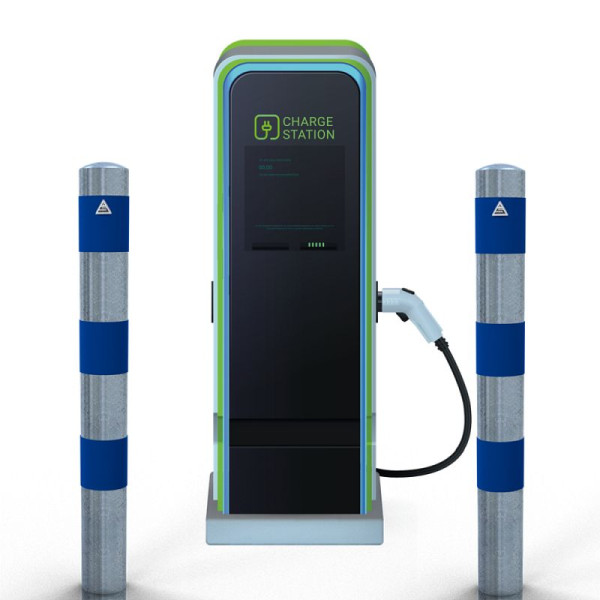 Stein HGS Absperrpoller als E-Ladesäulenschutz, Pfosten Ø 102 mm, blau, ohne Farbe, 63695.0010