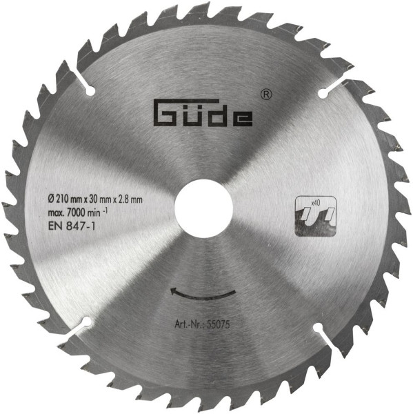 Güde Holzsägeblatt HM 210x30x40Z, Anzahl der Zähne: 40, 55075, 4015671550750