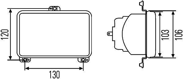 HELLA Halogen-Scheinwerfereinsatz, Hauptscheinwerfer - 12/24V - rechteckig - Referenzzahl: 12.5 - glasklar - links/rechts, 1AB 006 277-127