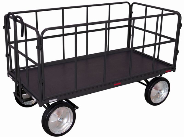 VARIOfit Handpritschenwagen mit 4 Rohrgitterwänden, Außenmaße: 2.065 x 1.015 x 1.340 mm (BxTxH), Radsatz: Vollgummibereifung, zu-45201/AG