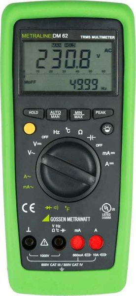 Gossen Metrawatt TRMS Digital-Multimeter mit Analog-Bargraph und Temperaturmessung METRALINE DM 62, VE: 10 Stück, M197A
