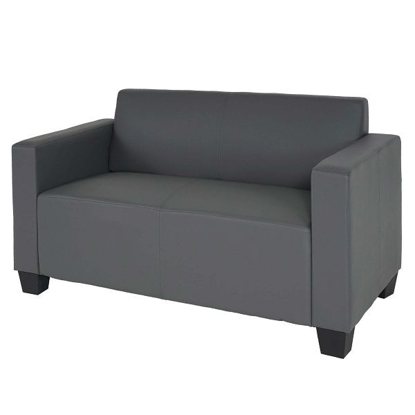 Mendler 2er Sofa Couch Lyon Loungesofa Kunstleder, dunkelgrau, 75177+75178