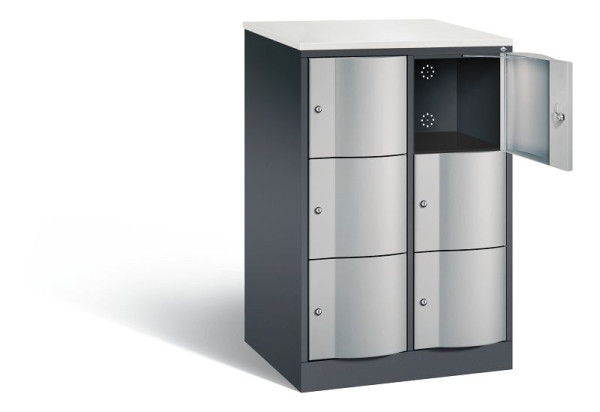 C+P XL-Schließfachschrank Resisto, H1255xB772xT640mm, Farbe: Schwarzgrau / Weißaluminium, 8573-273 S10110