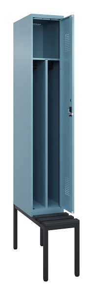 C+P Spind Evolo PLUS, 1 Abteile, 2120x300x815mm, 0010/0010, Haken 4, Zylinderschloss, Sitzfläche Kunststoff, Sitzbank, 0490507-10F S10102