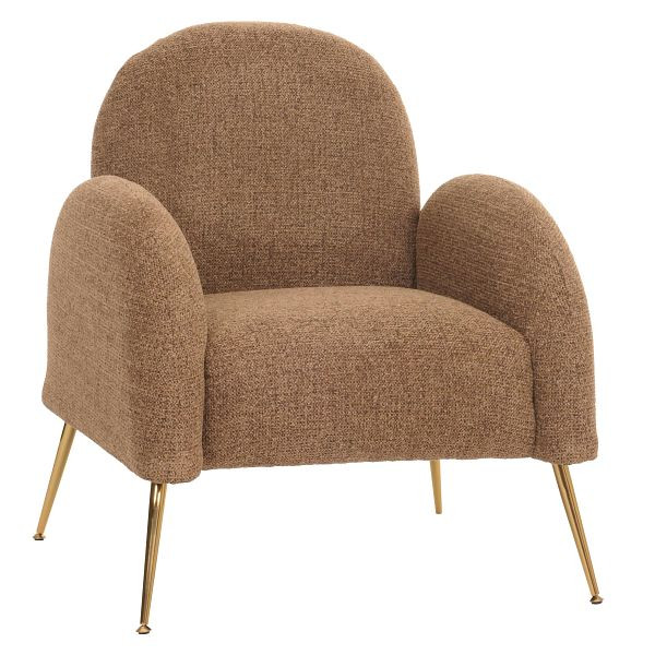 Mendler Lounge-Sessel HWC-N69, Cocktailsessel Sessel, Retro Nosagfederung Stoff/Textil Chenille, coffee, 108264