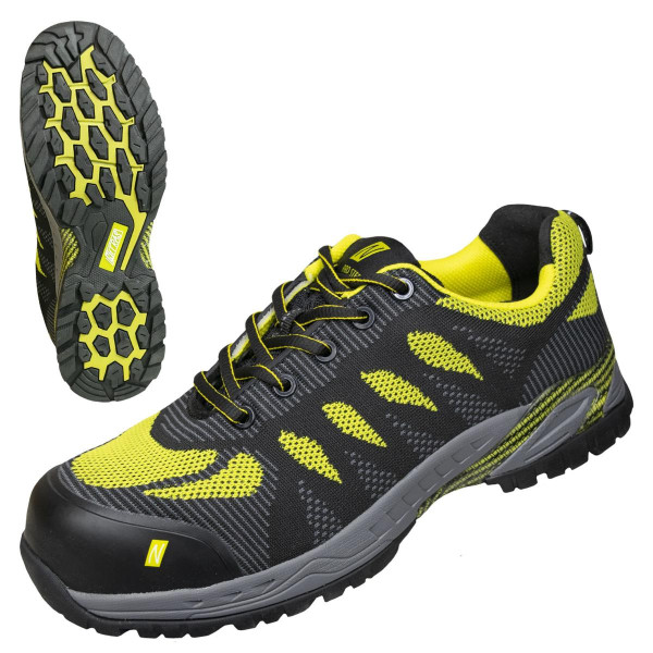 NITRAS PRO STEP, Sicherheitshalbschuhe, S1P, SRC, strapazierfähiges Textil, Größe: 41, Farbe: schwarz/lime, VE: 10 Paar, 7413-1042-41