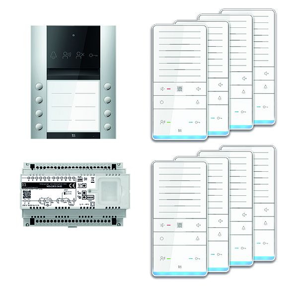 TCS Türkontrollsystem audio: pack PRO 8WE Außenstation ASA 8T AP 8x Freisprecher ISW6031 Steuergerät, PAAF082/008