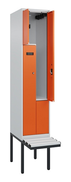 C+P Z-Spind Evolo PLUS, Bank, 2 Fächer, 2120x400x815mm, 7035/2004, Zylinderschloss, Material Sitzfläche Kunststoff, 0490437-122 S10079