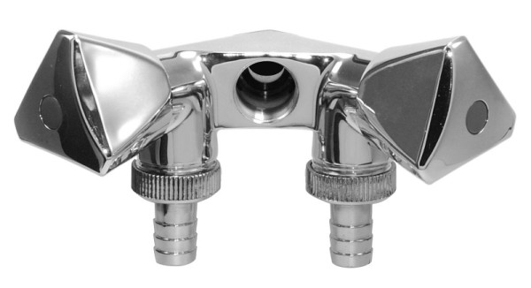 Benkiser Doppelventil für Waschgeräte, 1/2 Zoll Anschluss AG / IG und 2x Schlauchverschraubung 3/4 Zoll, mit Rückflussverhinderer, 7351234