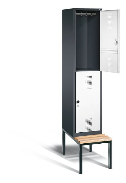 C+P Spind doppelstöckig Evolo, H2090xB420xT815mm, Farbe: Schwarzgrau / Verkehrsweiß, 48350-12 S10070