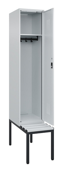 C+P Spind Evolo PLUS, 1 Abteile, 2120x400x815mm, 7035/7035, Haken 4, Zylinderschloss, Sitzfläche Kunststoff, Sitzbank, 0490507-12 S10094