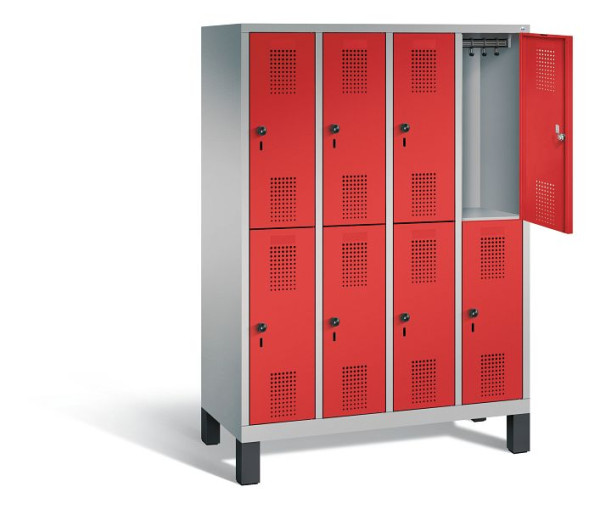 C+P Spind doppelstöckig Evolo, H1650xB1190xT500mm, Farbe: Weißaluminium / feuerrot, 483106-40 S10064