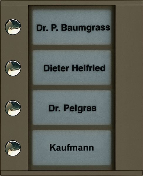 TCS Klingeltastenerweiterung für Audio Außenstation Serie PDS/AVD 4 Klingeltasten (linksbündig), AP bronze, PDT04-EB/04