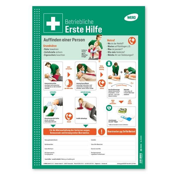 WERO Schild: Betriebliche Erste Hilfe (Anleitung) gemäß DGUV, 290001