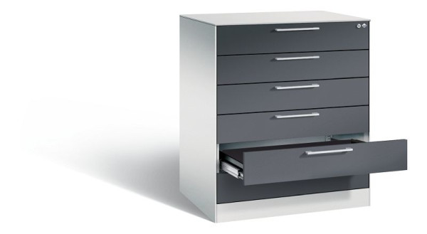 C+P Karteischrank Asisto, H1010xB800xT600mm, Farbe: Lichtgrau / Schwarzgrau, Bügelgriff, 146243-600 S10025