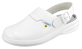ABEBA ESD-Berufsschuhe Easy Clog Lack weiß ESD, OB, Fersenriemen feststehend, verstellbar, Mikrofaser Lack, 37620-42