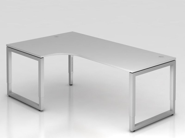 Hammerbacher Winkeltisch O-Fuß eckig 200x120cm 90° Grau, Winkelform 90°, links oder rechts montierbar, VRS82/5/S