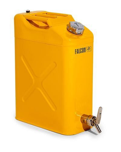 FALCON Sicherheitskanister aus Stahl, mit Abfüllhahn, 20 Liter Volumen, gelb, 242251
