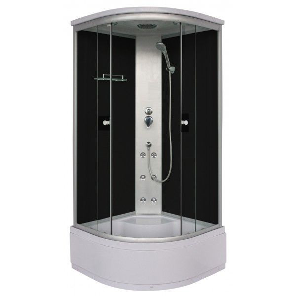 Sanotechnik Komplettduschkabine 90x90x215cm mit hoher BT Rückwand schwarz, PC50