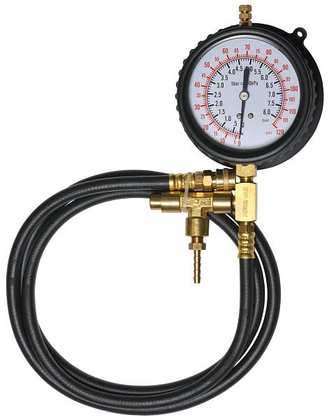 SW-Stahl Manometer mit Schlauch, 0 - 8 bar, inklusive Schlauch, 26073L-M