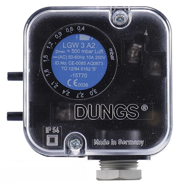 JUMO Druck- und Differenzdruckschalter für Luft, Rauch und Abgase, 2,5 bis 50 mbar, 00380640