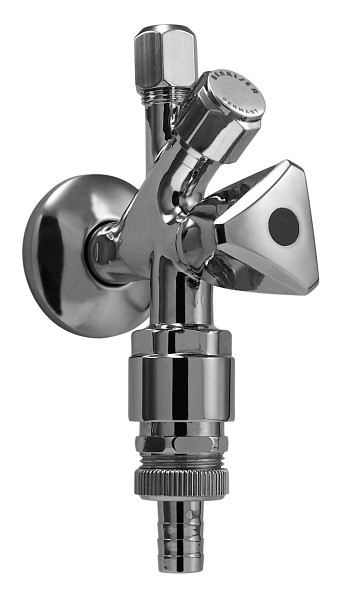 Benkiser Kombi-Eck-Ventil 1/2 Zoll selbstdichtend/Teflon, mit 3/8 Zoll MS-Quetschverschraubung für CU-Rohr Durchmesser 10mm, mit Schubrosette, 7281260