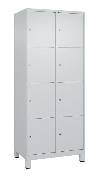 C+P Schließfachschrank Classic PLUS, Füße, 2 Abteile mit je 4 Fächern, 1950x800x500mm, 7035/7035, 080010-224 S10009