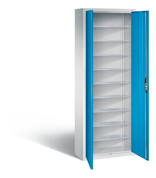 C+P Magazinschrank Serie 13, H1980xB700xT300mm, Farbe: Lichtgrau / Lichtblau, Muldengriff, 133113-20 S10194