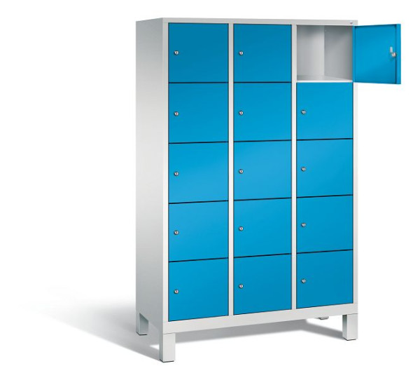 C+P Schließfachschrank Evolo, H1850xB1200xT500mm, Farbe: Lichtgrau / Lichtblau, 48010-325 S10025