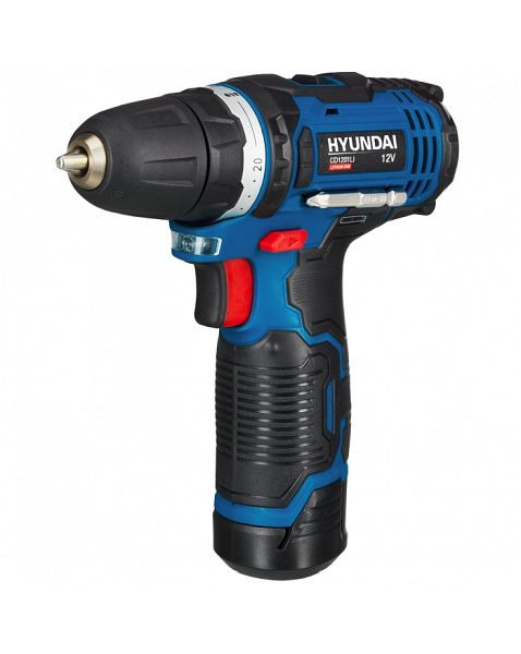 HYUNDAI Akku-Bohrschrauber (12V Li-Ionen, im Koffer mit 1 Akku 2.0Ah und Schnellladegerät, inkl. 13-teiligem Zubehör), CD1201LI SET