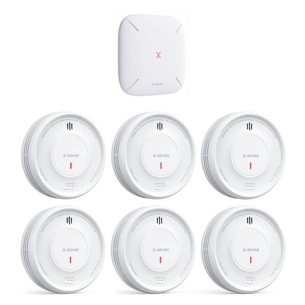 X-Sense XS0D-MR61 RF-Rauchmelder-Set mit WLAN-Basisstation SBS50 und 6x Smart-Rauchmelder XS0D-MR, xs0d61
