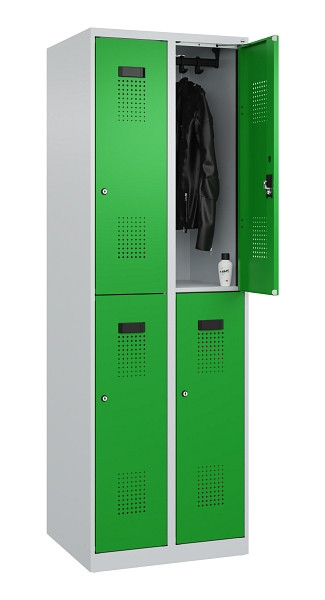 C+P Doppelstöckiger Spind Evolo PLUS, 4 Fächer, 1850x600x500mm, 7035/6037, Zylinderschloss, 049300-20 S10038