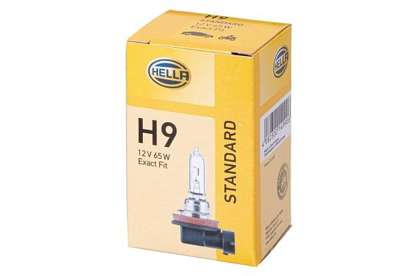 HELLA Halogen-Glühlampe, H9, Standard, 12V, 65W, Sockelausführung Glühlampe: PGJ19-5, Schachtel, 8GH 008 357-001