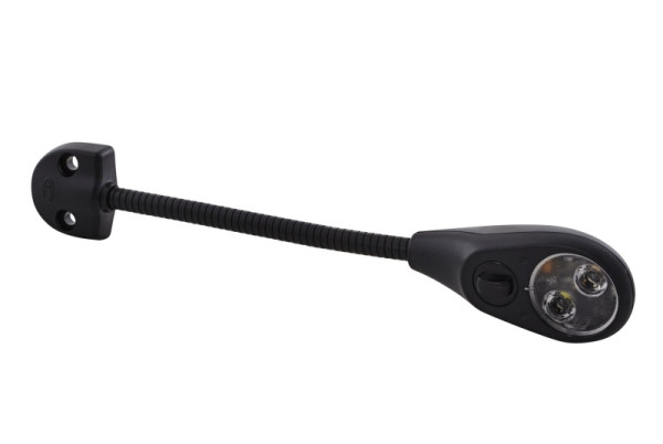 HELLA Leseleuchte, SpotLED, LED, 24/12V, 3.0W, LED, Anbau, Lichtscheibenfarbe: glasklar, LED-Lichtfarbe: weiß/rot, innen, schwarz, 2JA 343 720-521
