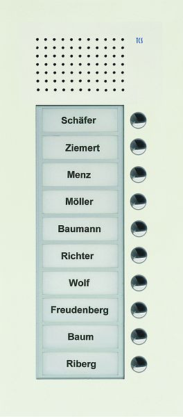 TCS Audio Außenstation Serie PUK 10 Klingeltasten (rechtsbündig), 1-spaltig, UP weiß, PUK10/1-WS