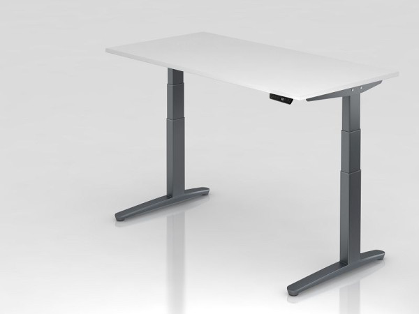 Hammerbacher Sitz-Steh-Schreibtisch elektrisch 160x80cm Weiß/Graphit, Rechteckform, VXBHM16/W/GG