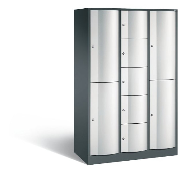 C+P Schließfachschrank Resisto, 9 Fächer, H1950xB1148xT540 mm, Anthrazit/Grau, 8070-3720 S10046