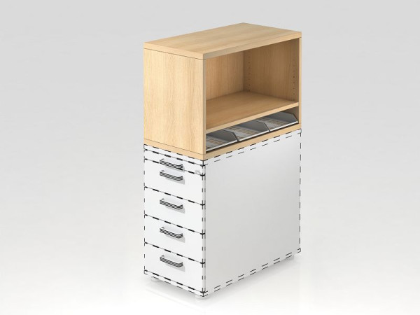 Hammerbacher Aufsatzregal für Container SC Eiche, 42,8x80x53 cm (BxTxH), VSCA1/E