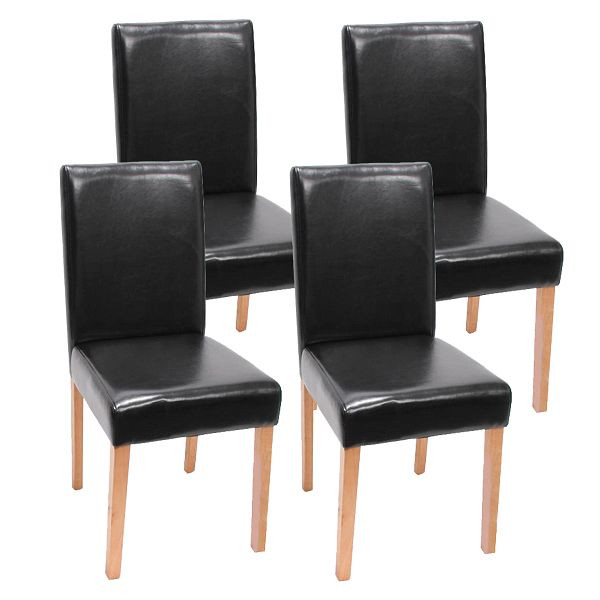 Mendler 4er-Set Esszimmerstuhl Stuhl Küchenstuhl Littau, Kunstleder, schwarz helle Beine, 28652