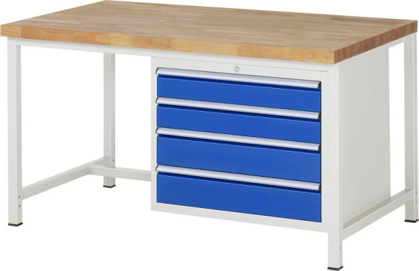 RAU Werkbank Serie 8000 - Gestell-Bauweise (Schweißgestell), Unterbau-Container (4x Schublade), 1500x840x900 mm, 03-8262A1-159B4S.11