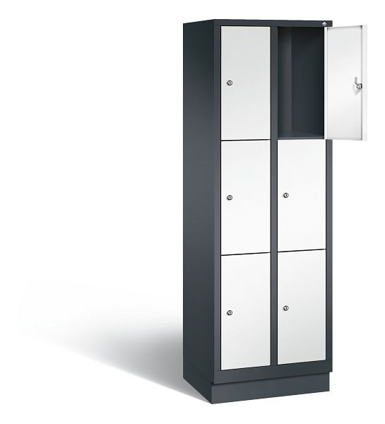 C+P Schließfachschrank Evolo, H1800xB610xT500mm, Farbe: Schwarzgrau / Verkehrsweiß, 48020-203 S10192