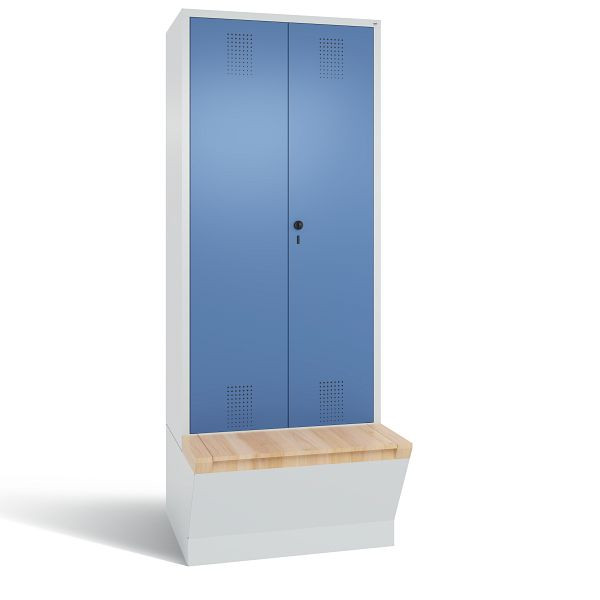 C+P Schwarz-Weiss-Spind Evolo, H2090xB810xT815mm, Farbe: Lichtgrau / Fernblau, 48056-22 S10121